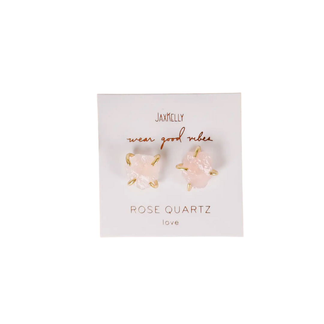Rose Quartz Gemstone Prong Earrings