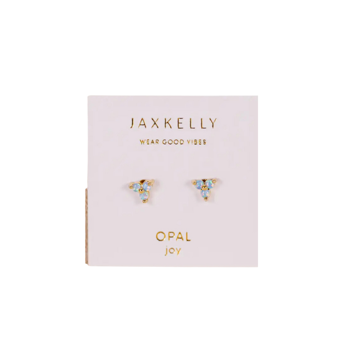 Trio Cluster Gold Earrings - Fire Opal