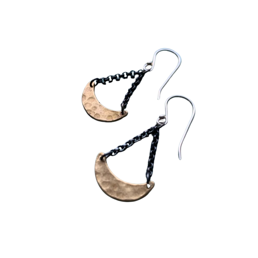 Tiny Crescent Dangle Earrings