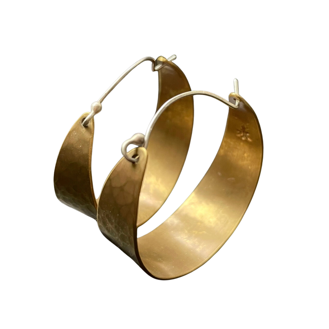 Wide Brass Hoops - Medium