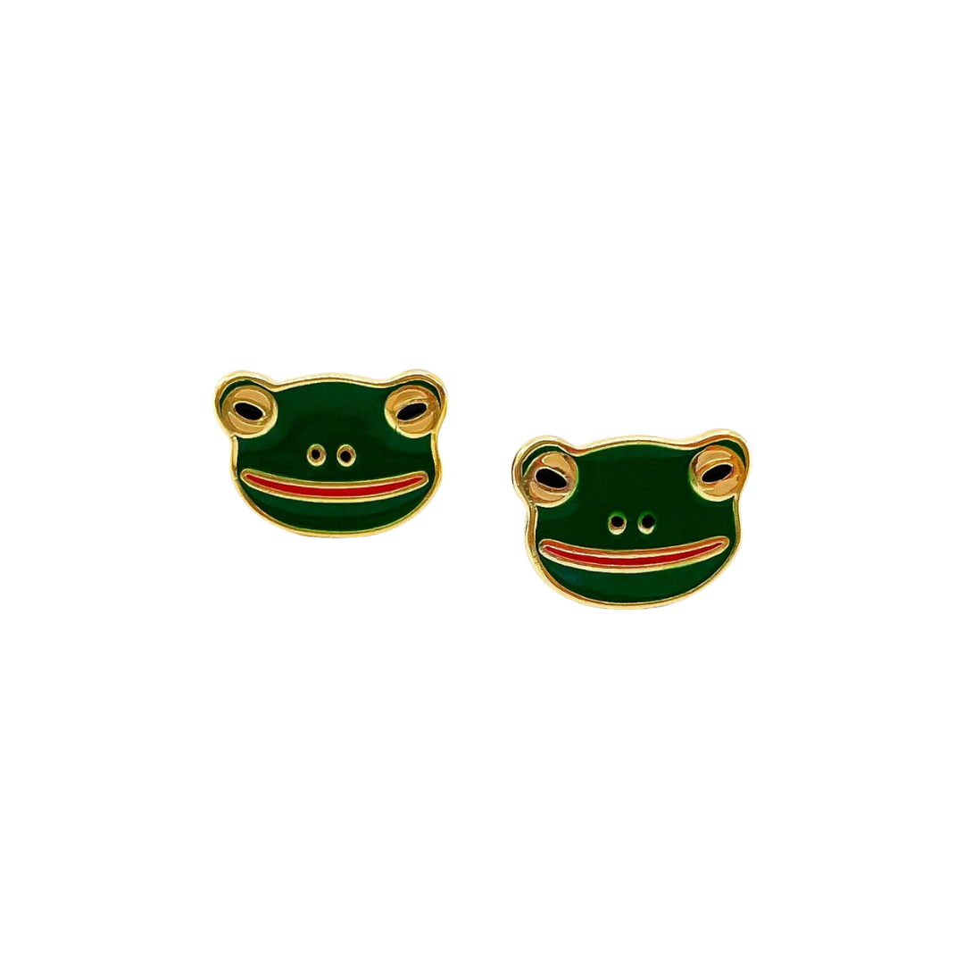 Frog Enamel Earrings