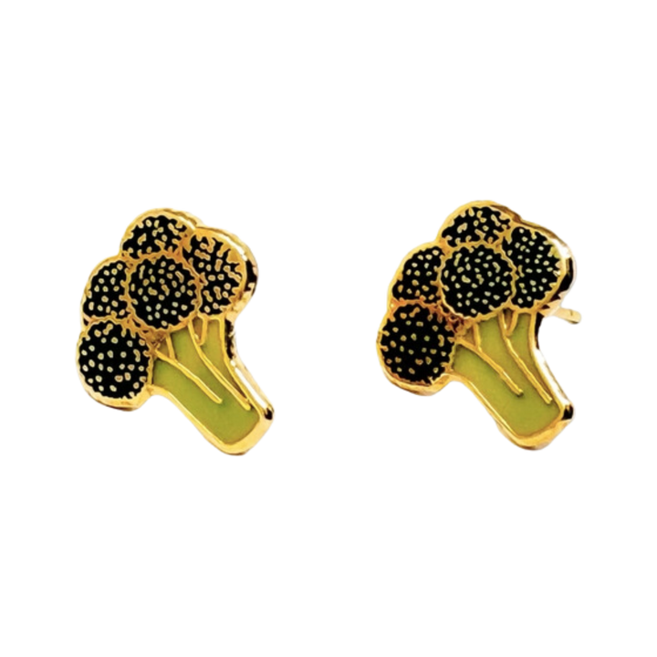 Broccoli Enamel Earrings