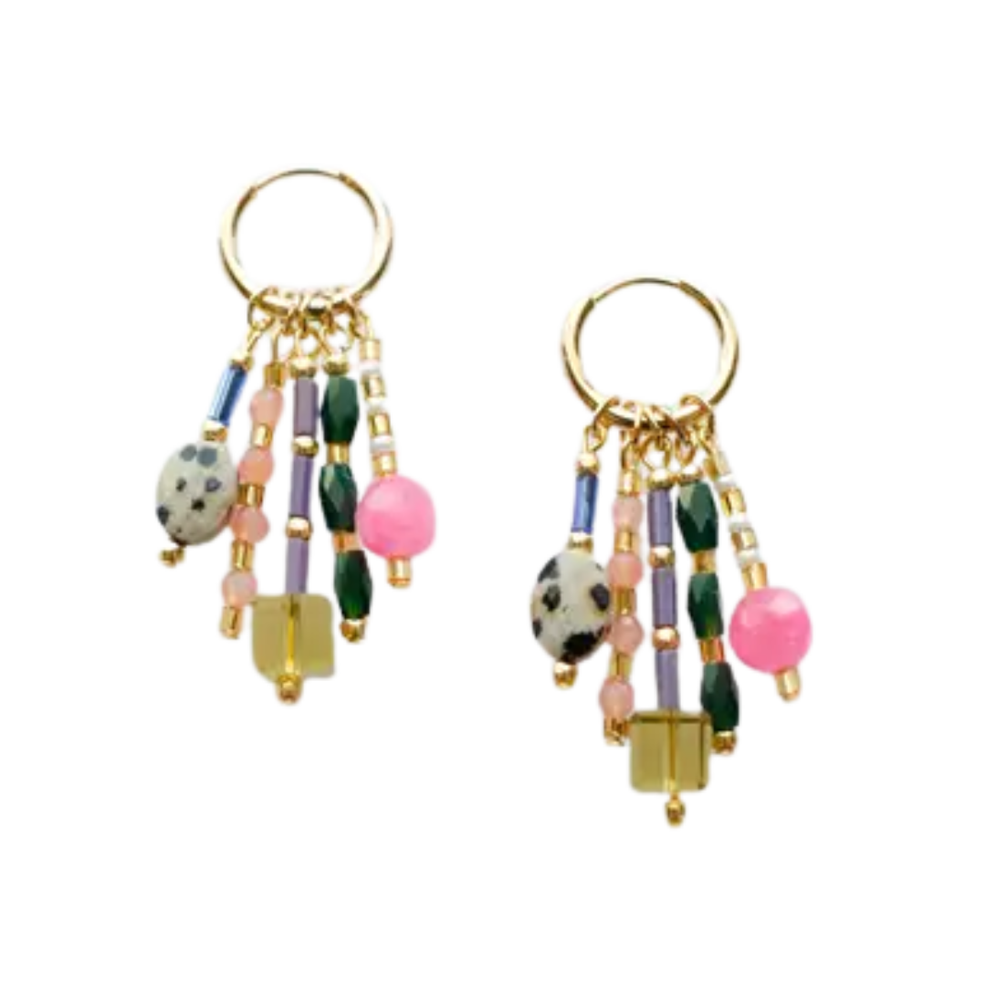 Beaded Charm Dangle Earrings