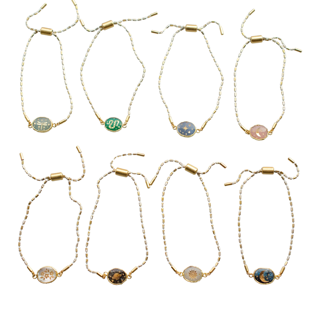 Gemstone Pull Tie Bracelets