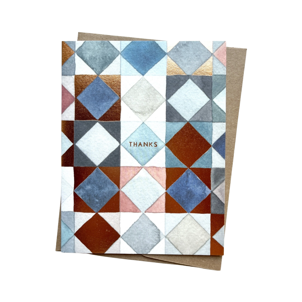 "Thanks" Patchwork Foil Stamped Greeting Card