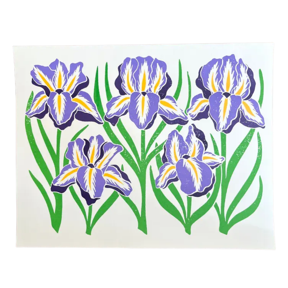 Garden Series: Iris Risograph Print