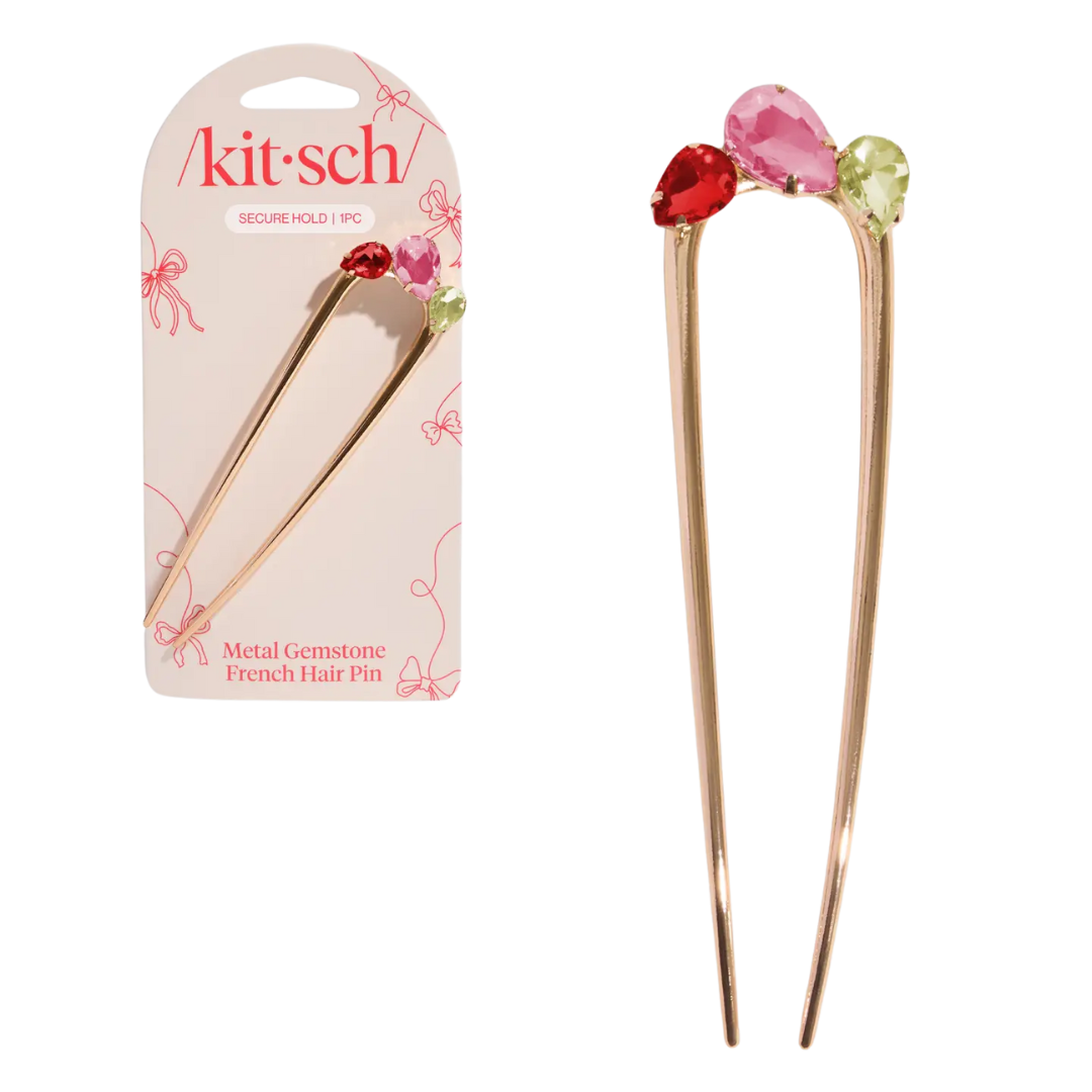 Holiday Gemstone French Hair Pin