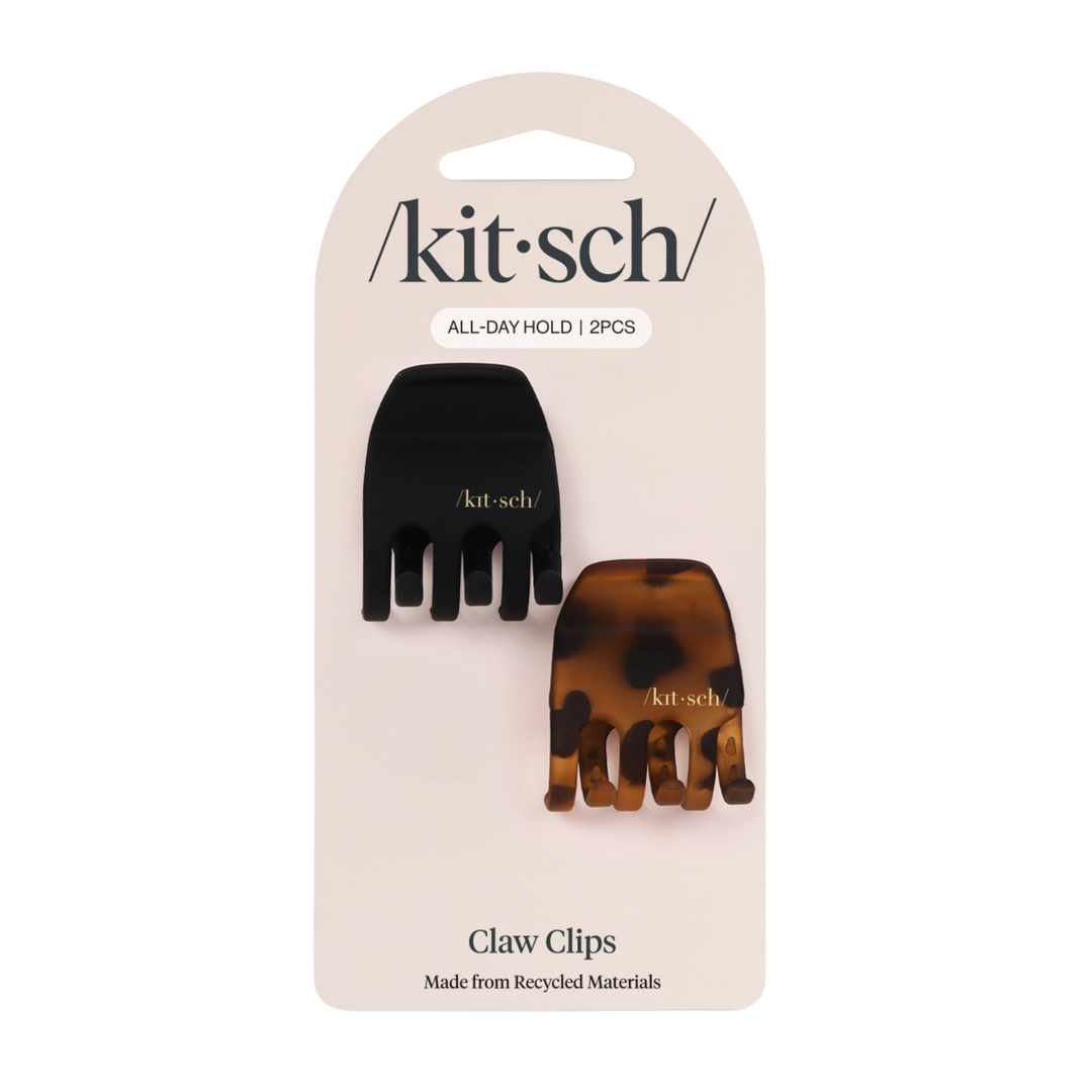 Eco-Friendly Medium Claw Clips 2pc Set - Black & Tort
