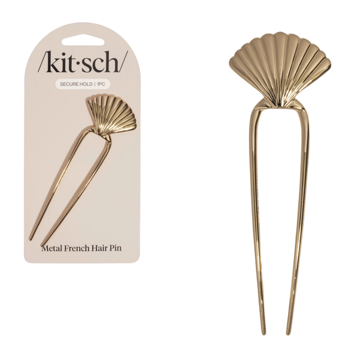Metal Clam Shell French Hair Pin - Gold