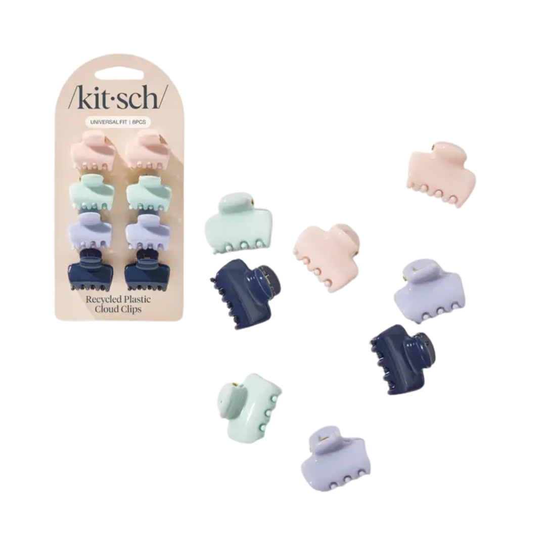 Recycled Plastic Mini Cloud Claw Clips 8pc Set
