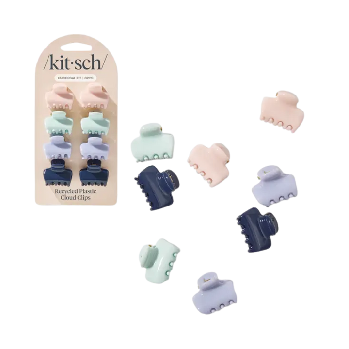 Recycled Plastic Mini Cloud Claw Clips 8pc Set