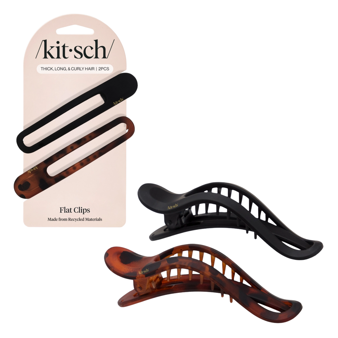 Lay Flat Claw Clip 2pc Curved - Black & Tort