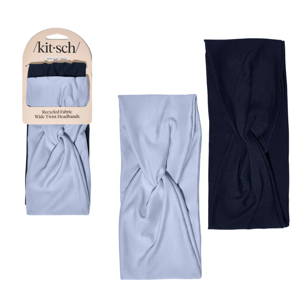 Recycled Fabric Wide Twist Headbands 2pc Set