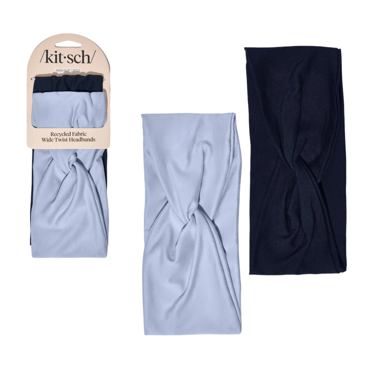Recycled Fabric Wide Twist Headbands 2pc Set