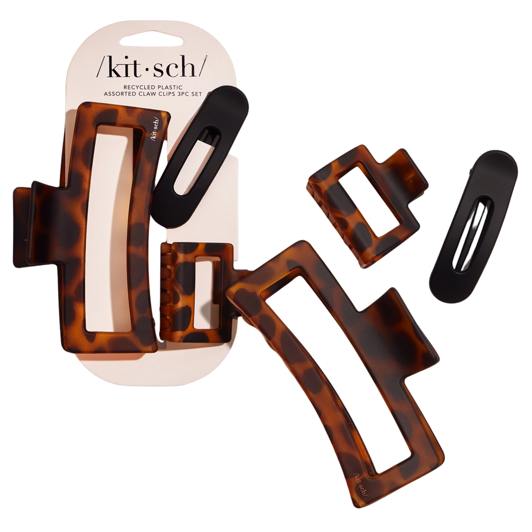Recycled Plastic Assorted Claw Clips - Rectangle Open Shape
