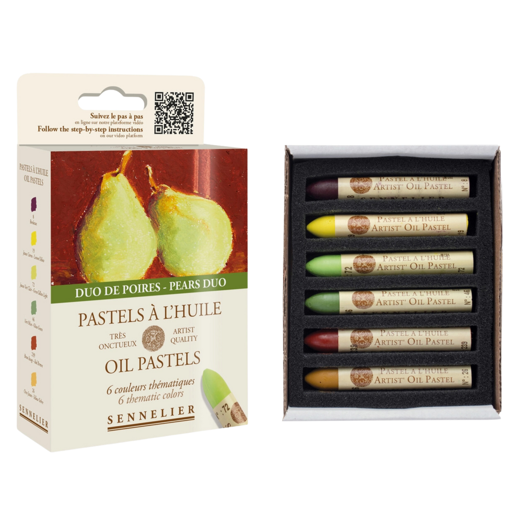 Sennelier Oil Pastel 6-Stick Set, Pears Duo Set