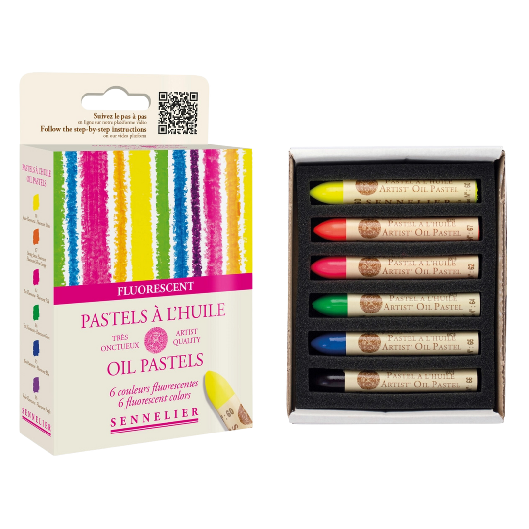 Sennelier Oil Pastel 6-Stick Set, Fluorescent Set