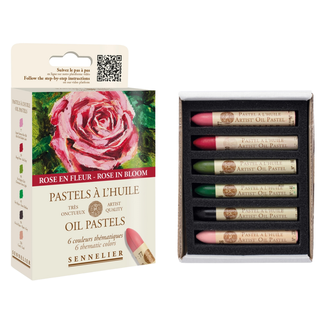 Sennelier Oil Pastel 6-Stick Set, Rose in Bloom Set