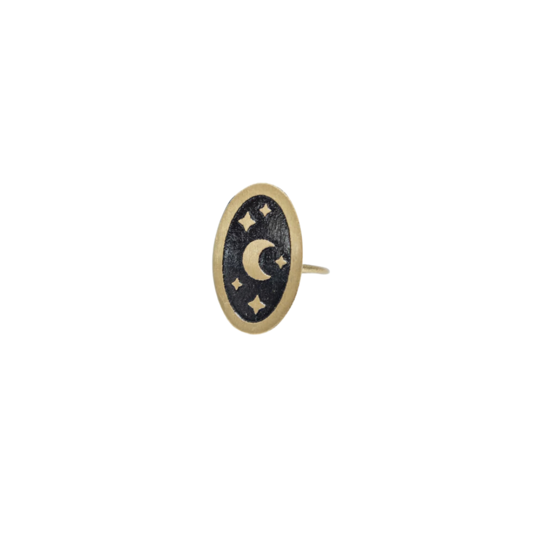 Enamel Moon Ring Gold