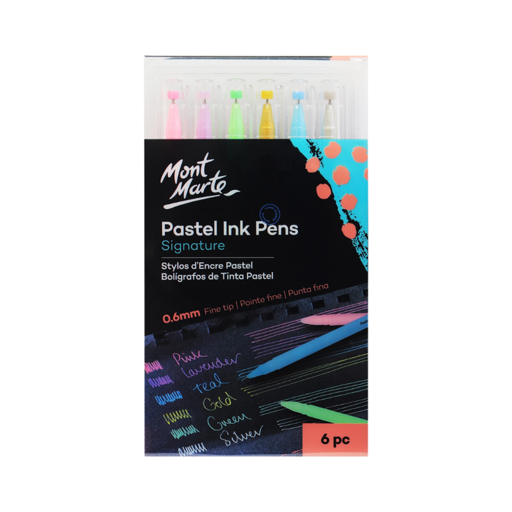 Pastel Ink Pens Fine Tip Signature 6pc