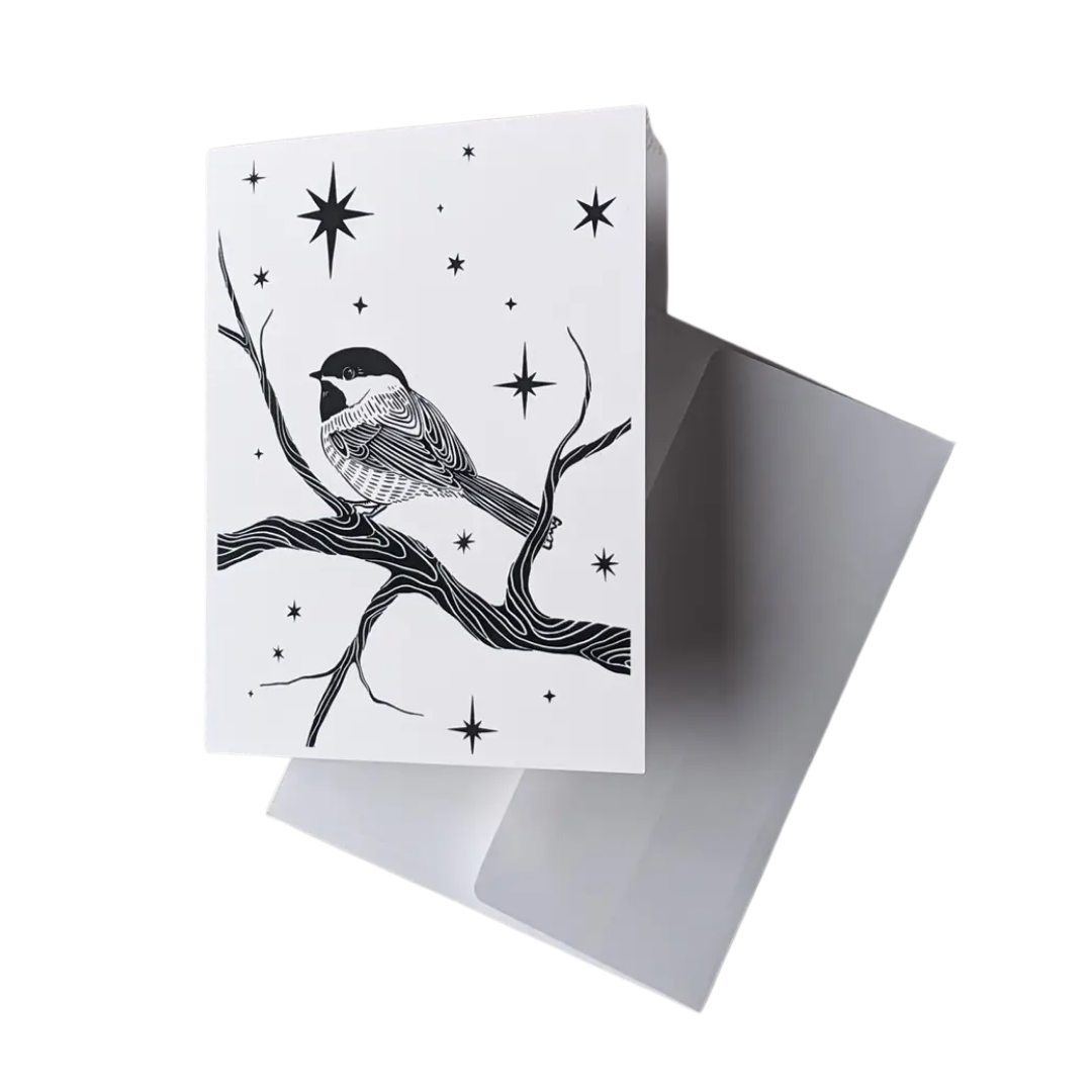 "Celestial Chickadee" Greeting Card
