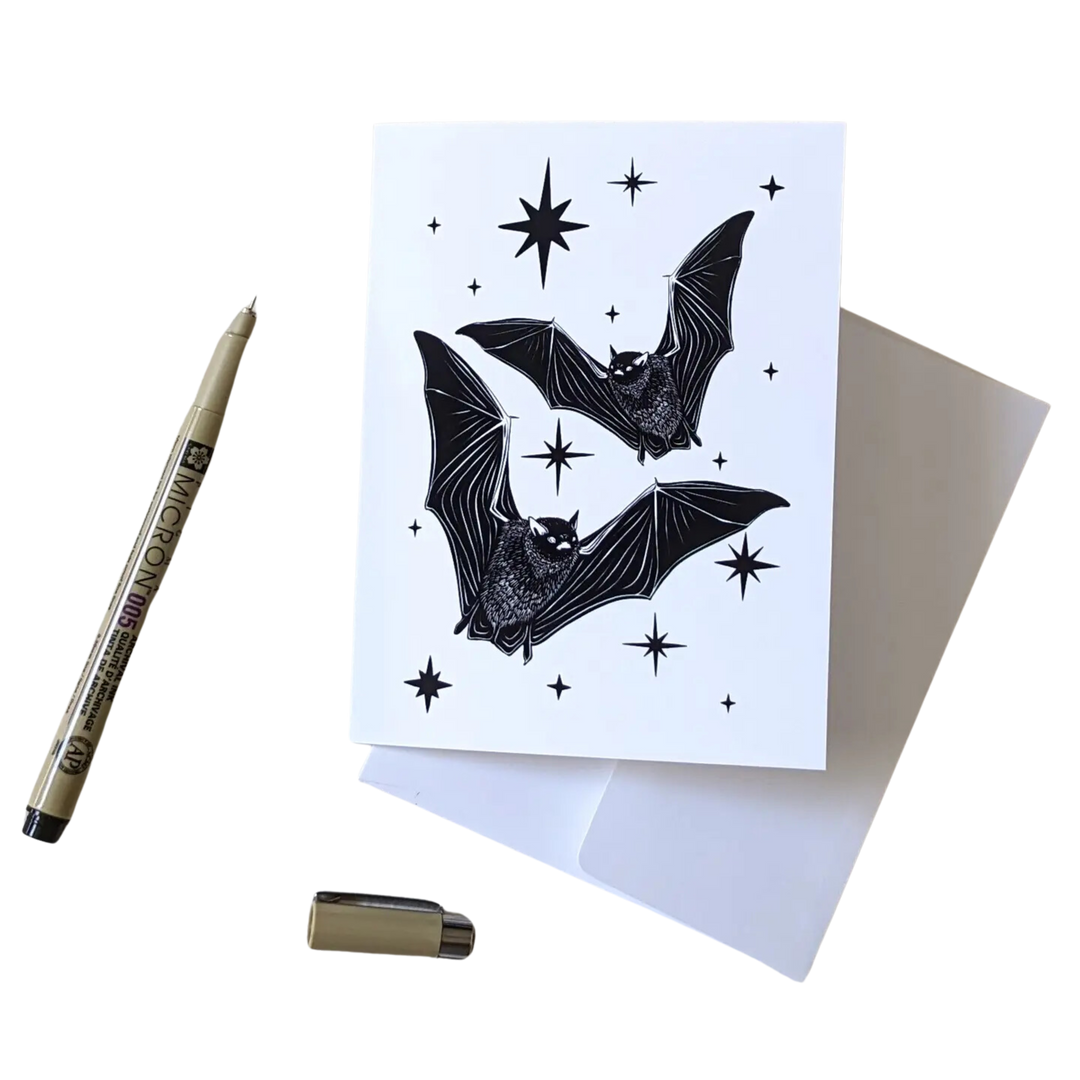 "Celestial Bats" Notecard