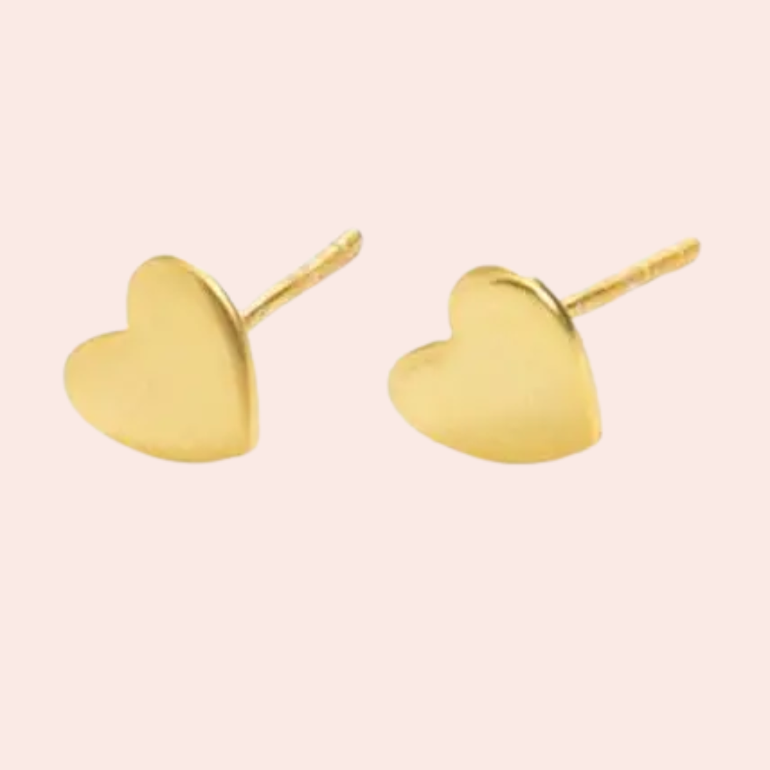 Alice Hearts Post Earrings Brass