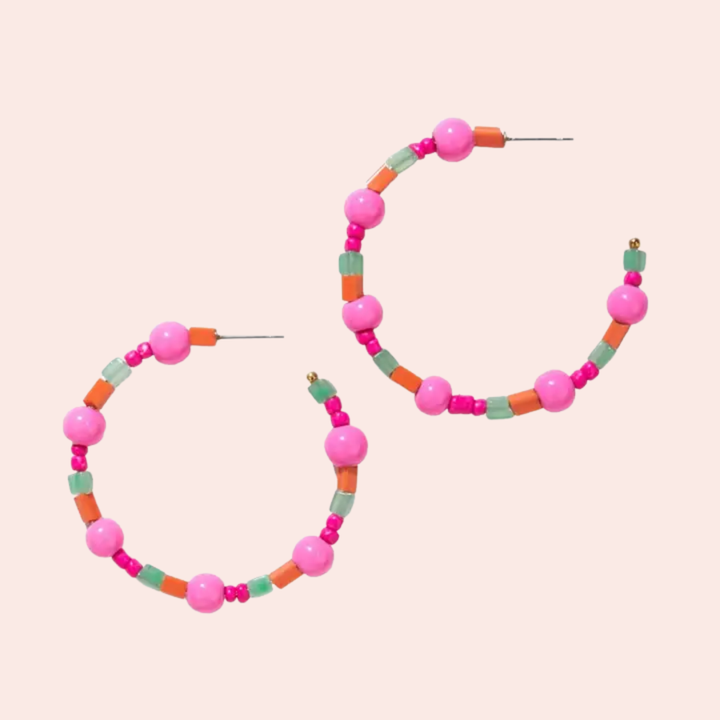 Annie Mixed Beaded Hoop Earrings
