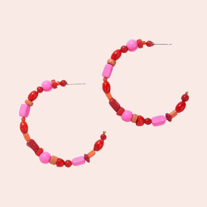 Annie Mixed Beaded Hoop Earrings
