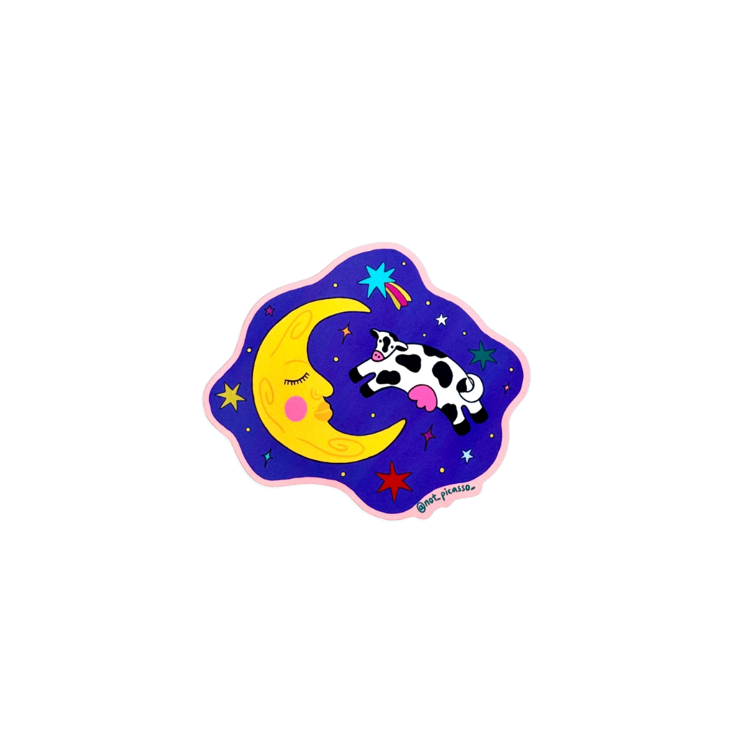 Honey Moo Moo Over the Moon Sticker