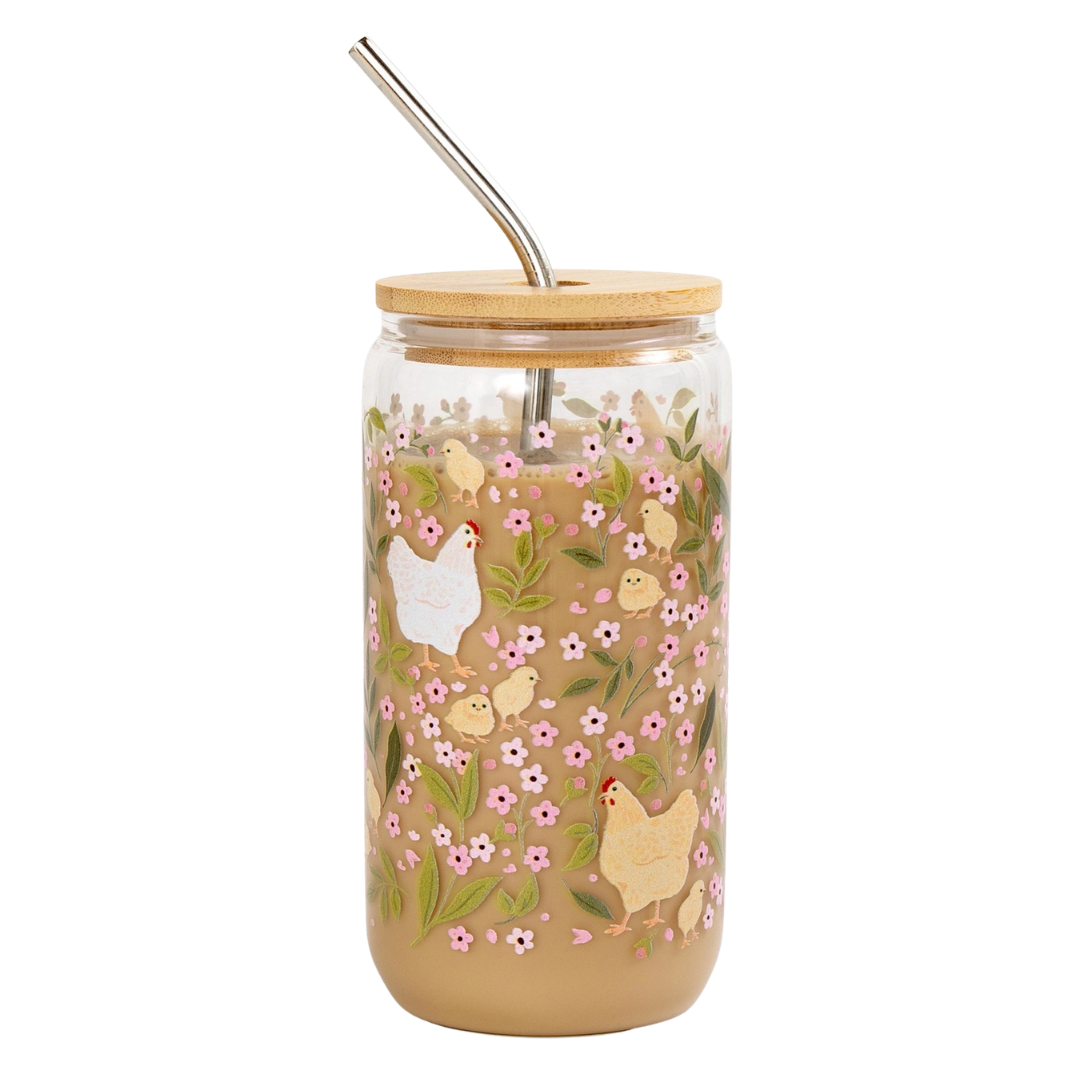 Chicken Fields Glass Can