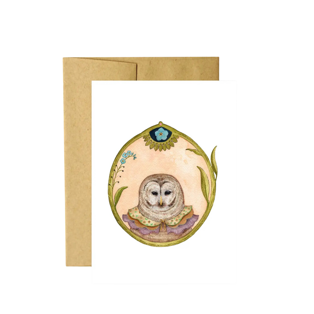 Owl of Forget-Me-Nots Card