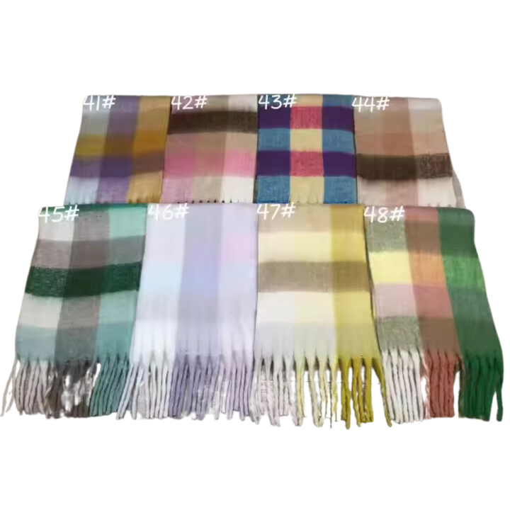 New Plaid Blanket Scarf Cozy Soft Long with Fringe