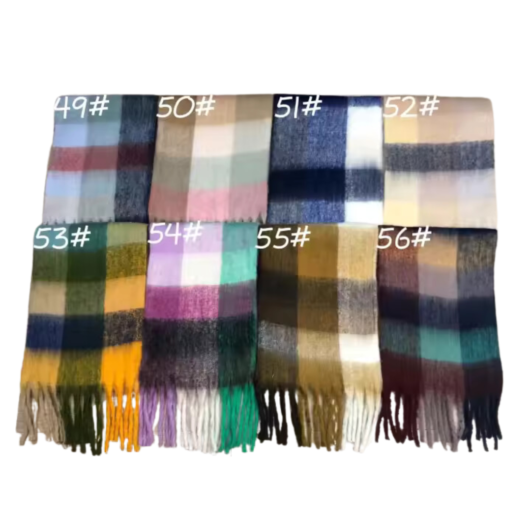 New Plaid Blanket Scarf Cozy Soft Long with Fringe