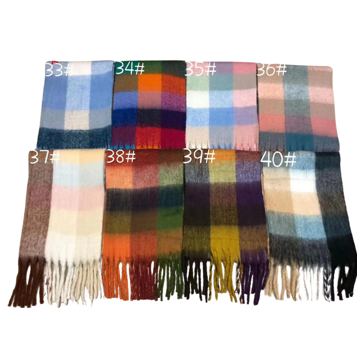 New Plaid Blanket Scarf Cozy Soft Long with Fringe