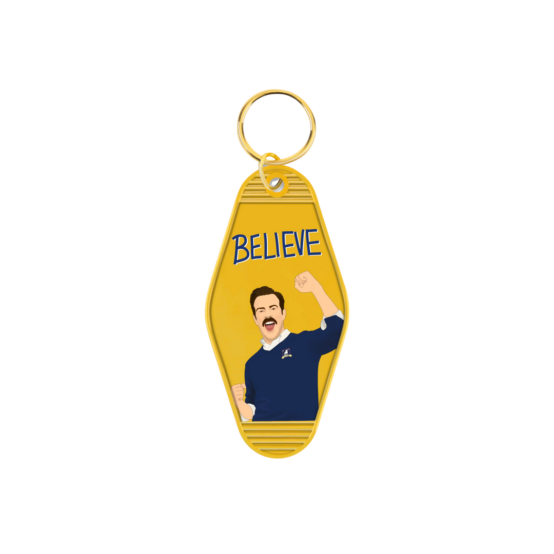 Ted Lasso Believe Motel Keychain