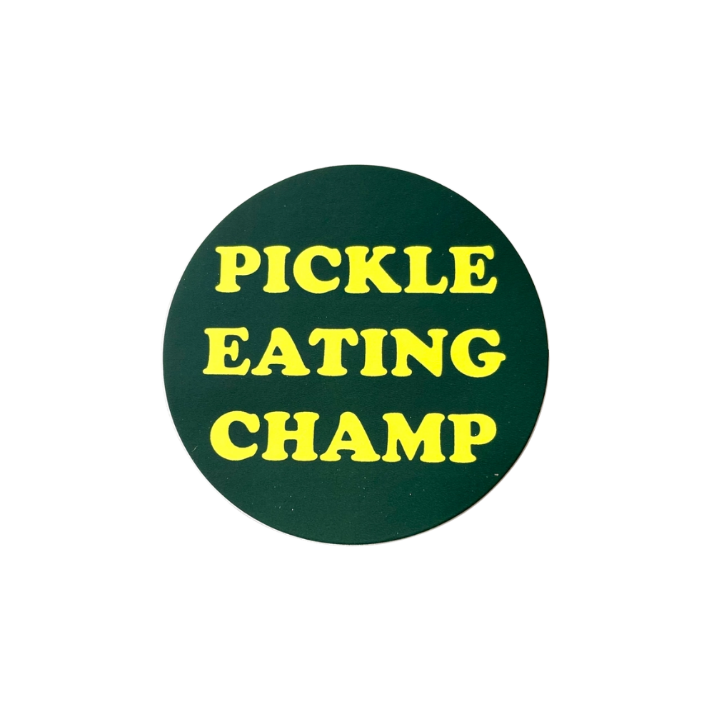 Pickle Eating Champ Sticker 3”