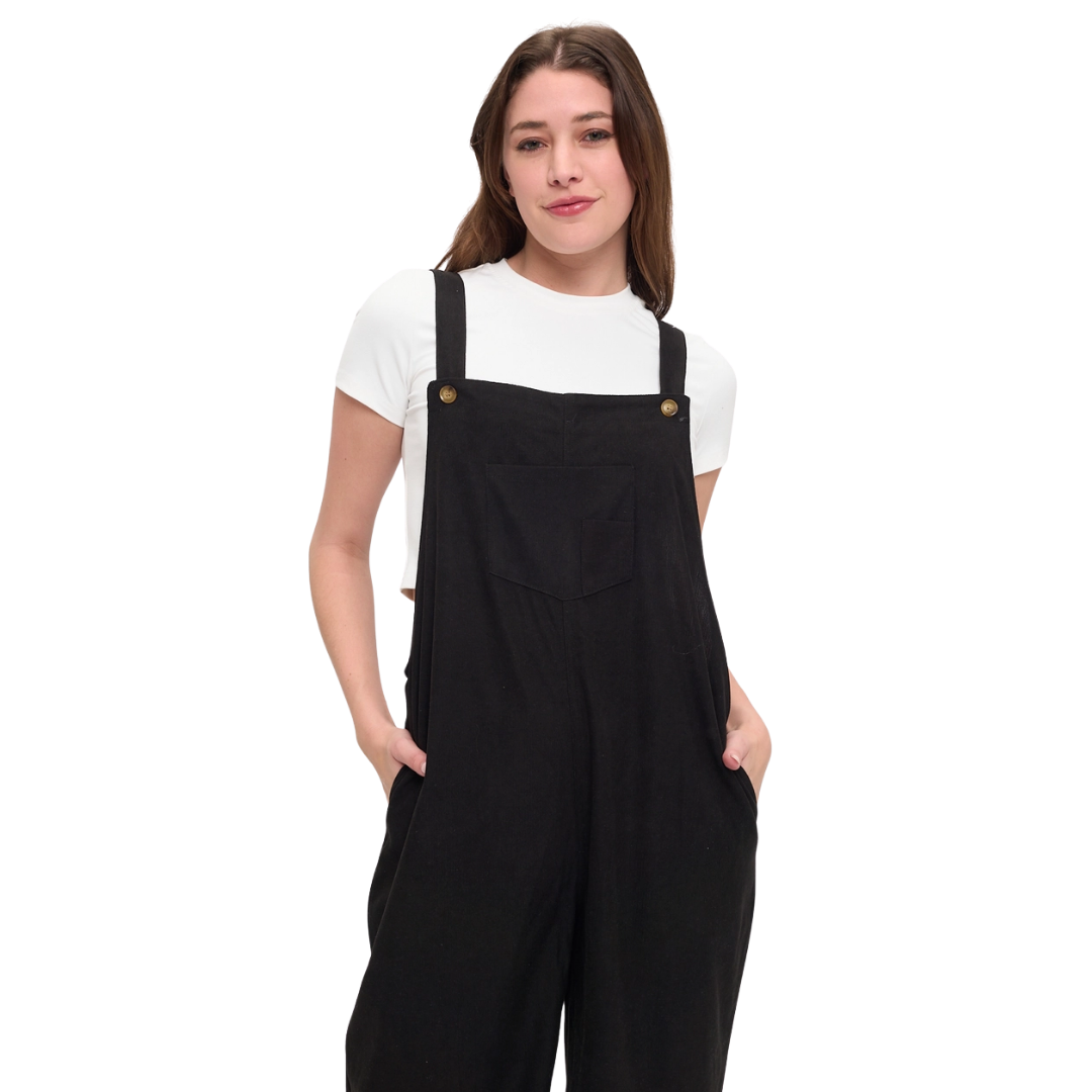 Black Corduroy Overalls