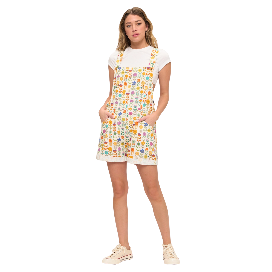 Retro Mod Floral Shortalls