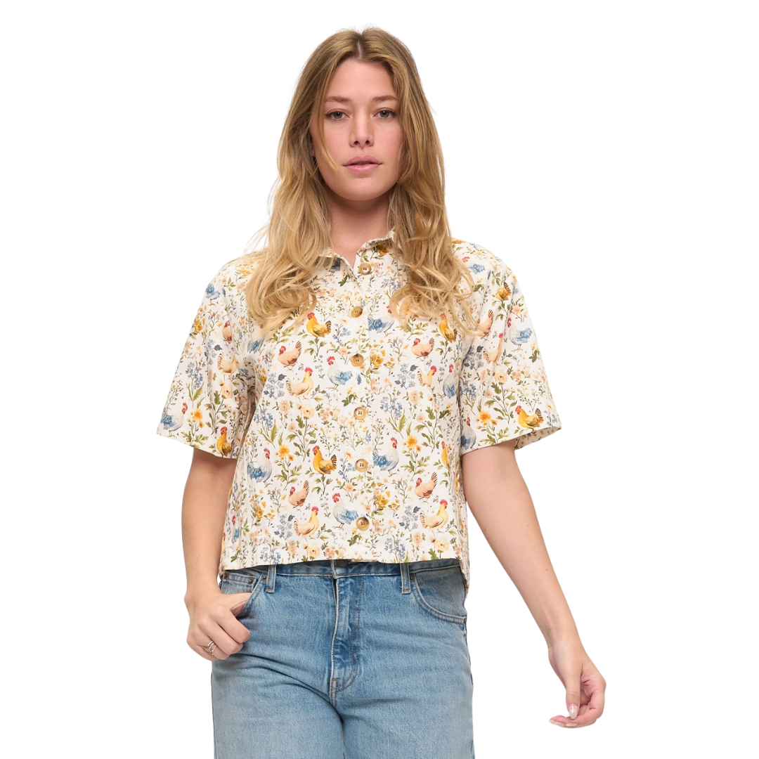 Rooster and Floral Shirt