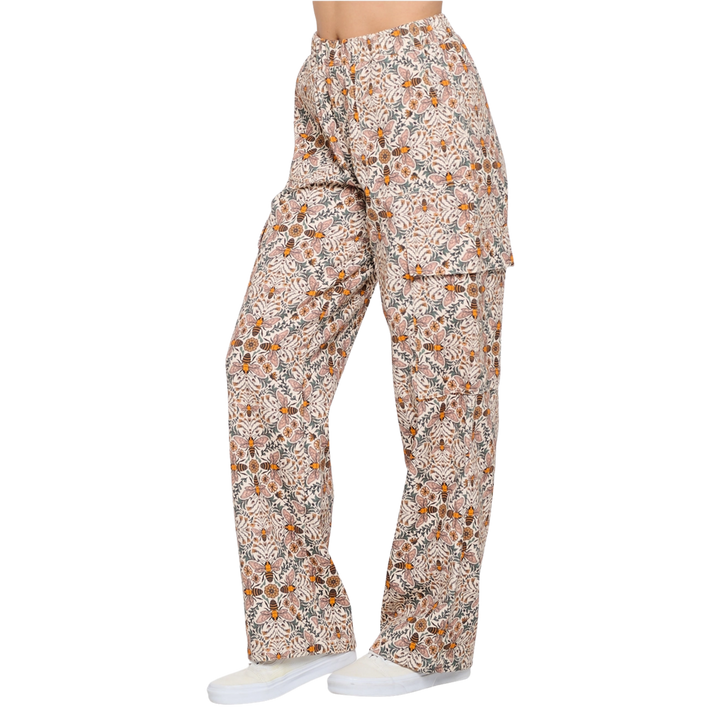 Bee Floral Print Cargo Pants