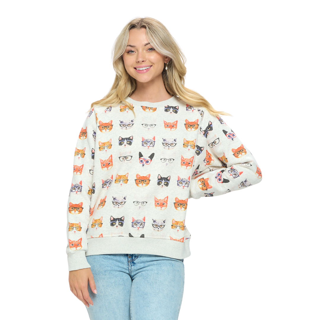 Kitty with Glasses Sweatshirt