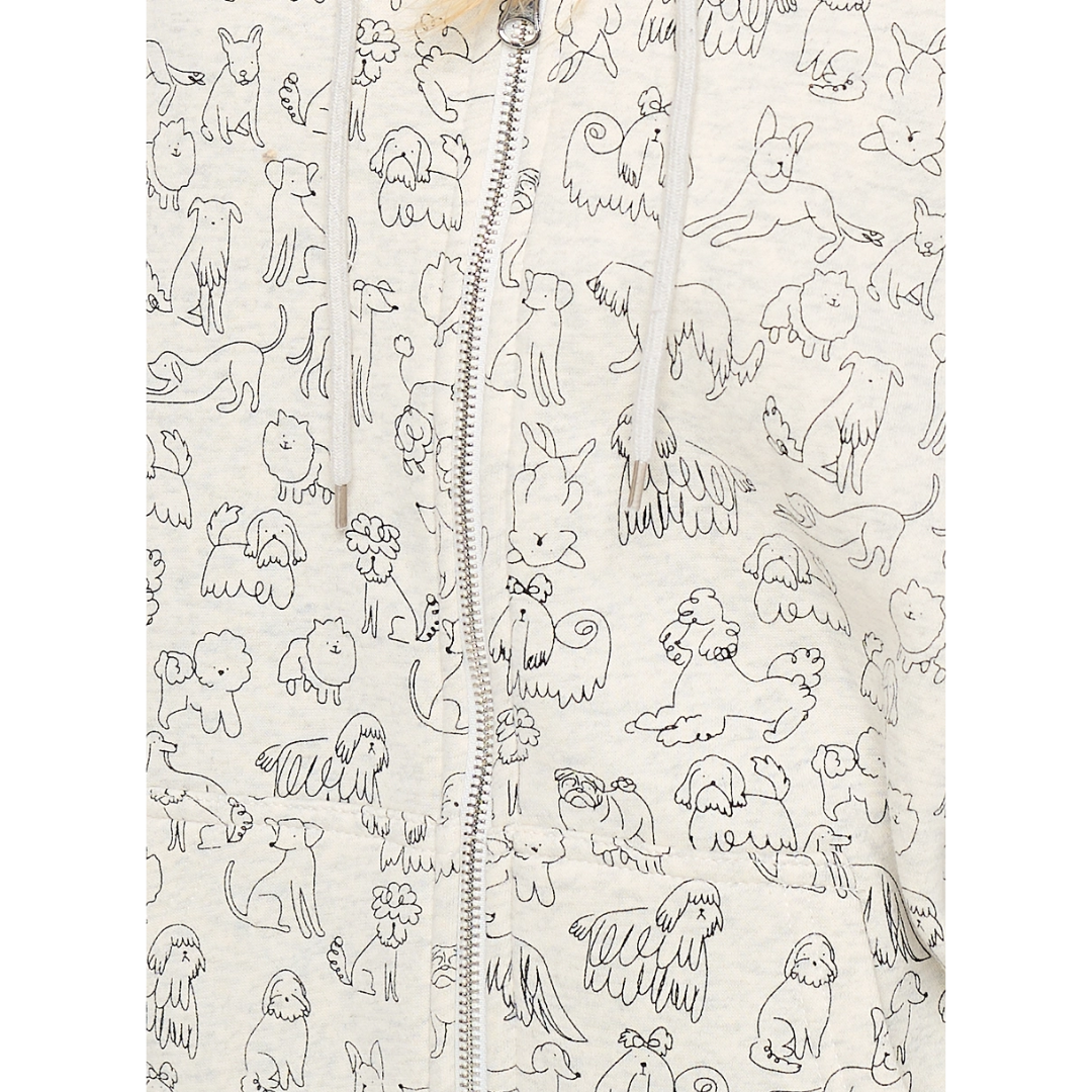 Dog Breed Print Zip-Up Hoodie