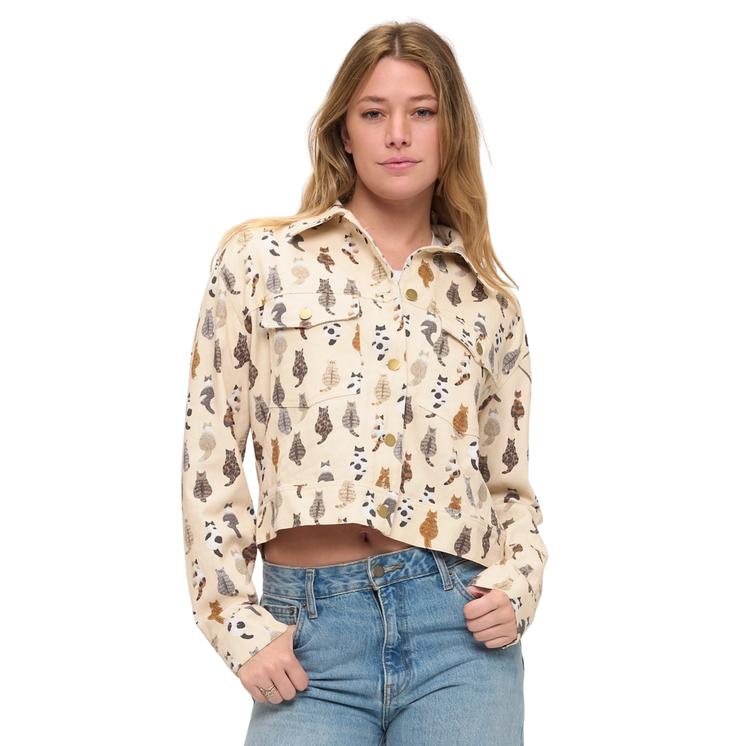 Whimsical Cat Tails Print Jacket