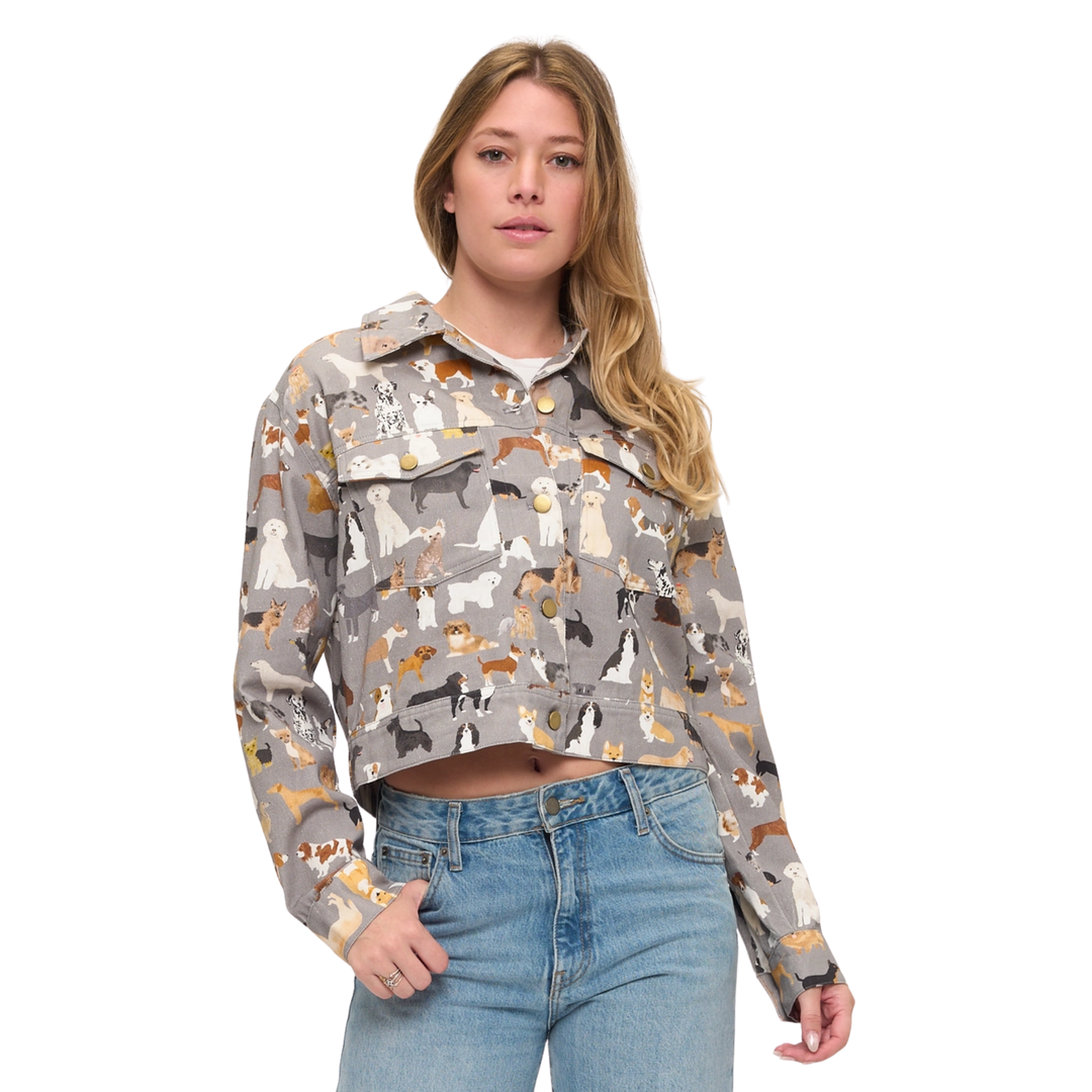 Different Breed Dog Print Jacket