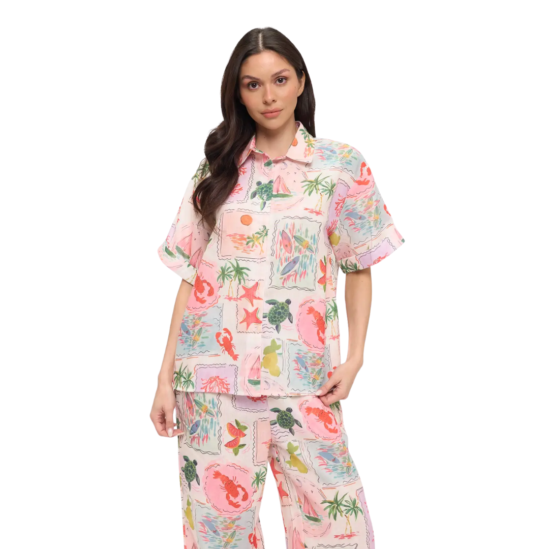 Coastal Vacation Button-Down Shirt