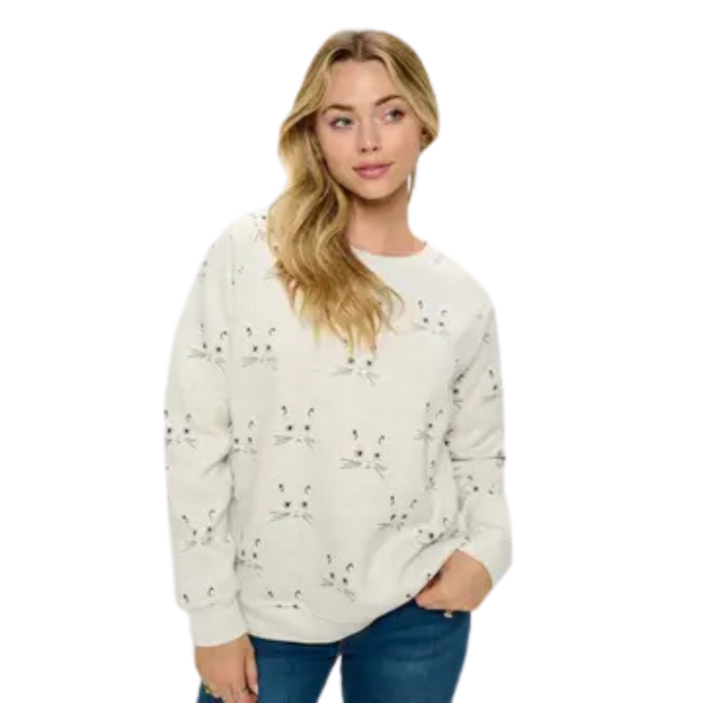 All Over Cat Whiskers Print Sweatshirt