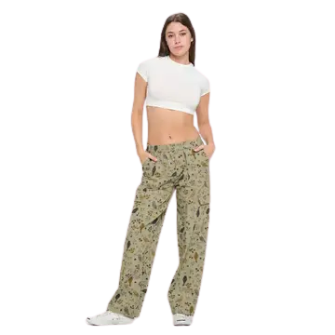 Bird Floral Print Cargo Pants