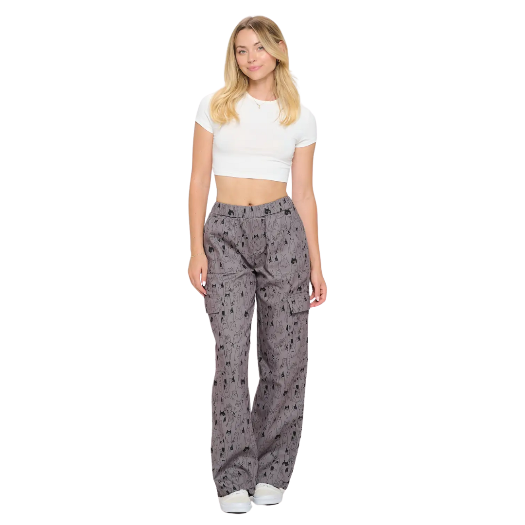 Cat Print Cargo Pant Grey