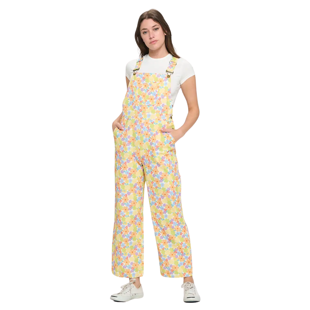 Colorful Blooming Flowers Print Overalls